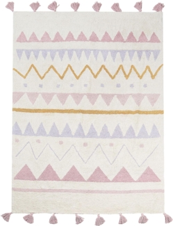 Kinderteppich Baumwolle beige rosa 140 x 200 cm geometrisches Muster Kurzflor ZAYSAN