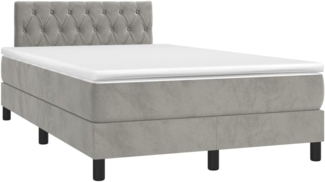 vidaXL Polsterbett mit Matratze Hellgrau 120x200 cm Samt, Härtegrad: H2 [3141473]