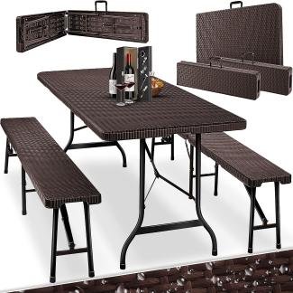 Kesser® Bierzeltgarnitur 3-teilig Set, Kunststoff klappbar braun, 73 x 180 x 75 cm