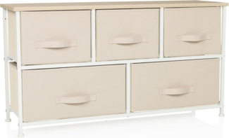 hjh LIVING Kommode FOLDAR Sideboard H/B/T: 55.0 x 100.0 x 30.0 cm, Schubladenkommode mit 5 Stoff-Schubladen, Metall-Gestell, Sideboard