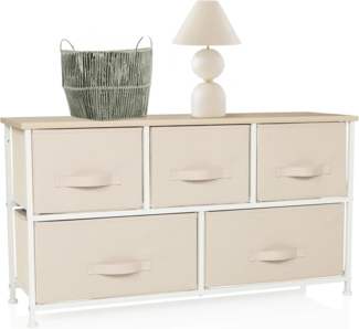 hjh LIVING Kommode FOLDAR Sideboard H/B/T: 55.0 x 100.0 x 30.0 cm, Schubladenkommode mit 5 Stoff-Schubladen, Metall-Gestell, Sideboard