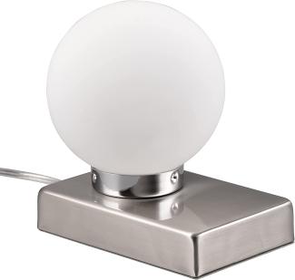 Tischlampe DAVI II Glaskugel Weiß Sockel Silber - Touchfunktion, Ø 12cm