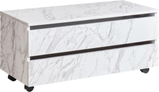 Badezimmerschrank TERESINA mit Rädern 80 cm Weißer Marmor