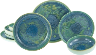 CreaTable, 22447, Serie Yuki, 8-teiliges Geschirrset, Teller Set aus Steinzeug, spülmaschinen- und mikrowellengeeignet, Qualitätsproduktion