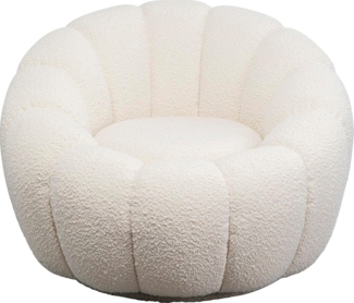 Kare Design Drehsessel Peppo Bloom, Weiß, 39 cm Sitzhöhe, Polstersessel, Relaxsessel, 360 Grad Drehbar, Wohnzimmer, 68 x 94 x 94 cm (H/B/T)