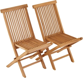 IDIMEX Gartenstuhl PALMAS 2er Set, Faltbar, für 2 Personen, Robustes Teak Holz, Terrassenstühle, Balkonstühle 2er Set, wetterfest, Terrassenstuhl Holz, Balkon Set für zwei