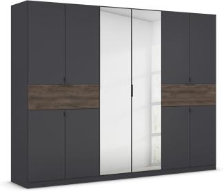 rauch Kleiderschrank, Drehtürenschrank TICAO, 10-türig, 2 Spiegeltüren, 2 Schubkästen, inkl. Türdämpferset, Grau metallic/Atlantik Oak dunkel, 271 x 210 x 54 cm