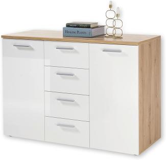 PABLO Kommode in Artisan Eiche Optik, Weiß - Modernes Sideboard mit viel Stauraum für Ihren Wohnbereich - 120 x 85 x 50 cm (B/H/T)