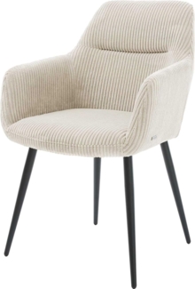 Esszimmerstuhl Pejo-Flex Cord Beige 4-Fuß konisch Schwarz Taschenfederkern