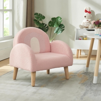 Kindersessel Sorreindi 50x50x45 cm Teddystoff Rosa [en. casa]