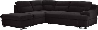 Mivano Ecksofa Coast / Große Schlafcouch in L-Form mit Ottomane links, Inkl. Bettfunktion und Stauraum, 264 x 88 x 217, Mikrofaser: schwarz