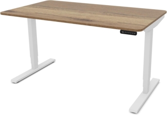 ASSMANN Elektrisch höhenverstellbarer Schreibtisch Y-Line Curved 120x70cm Eiche Tabak Signalweiß Metall Holz