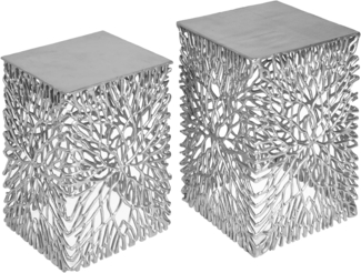 riess-ambiente Beistelltisch LEAF 30cm silber (Set, 1-St), Nachttisch · Metall · Handarbeit · Modern Design