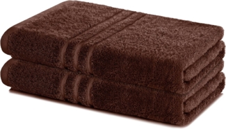 Lavea 2er Set Duschtuch 70x140 cm, Frottierserie Elena, Kaffeebraun