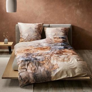 Fleuresse Mako-Satin Bettwäsche 155x220 Aquarell Marmor beige rost 114455-07