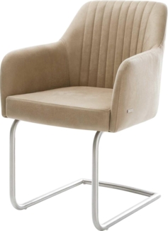 Freischwinger Greg-Flex Mikrofaser Beige Vintage Freischwinger rund Edelstahl Taschenfederkern