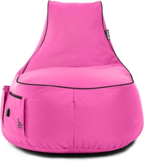 BuBiBag Gaming Sitzsack zum Zocken mit -Anschluss & Taschen, Halterung, Gamer Sessel für Kinder und Erwachsene, Beanbag Indoor und Outdoor - JokerBag (Pink)