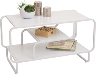 Couchtisch HWC-O49, Wohnzimmertisch Tisch, Industrial 3 Ablagen, Metall 45x80x40cm ~ weiß