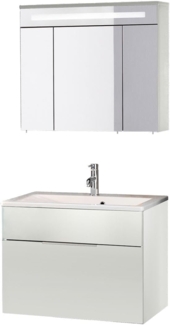 Fackelmann KARA Badmöbel Set 3-teilig, 80 cm, Weiß, Gussmarmor, 1 Schublade