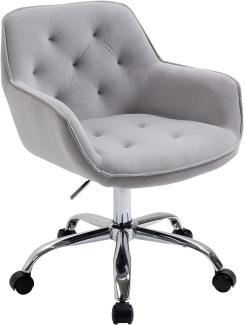 Bürostuhl für zu Hause, Samt Bürostuhl, Verstellbarer Sessel Niedlicher Schreibtischstuhl mit Rädern für Schlafzimmer, Schlafsaal und Eitelkeitsraum (Grau)