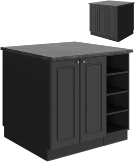 Kücheninsel Fame-Line Anthrazit-Gold Landhaus 90 cm ohne Arbeitsplatte Vicco