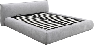 Vente-unique - Bettkasten 160 x 200 cm - Stoff - Hellgrau - MIRSIO