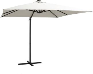 vidaXL Ampelschirm mit LED-Beleuchtung Stahl-Mast 250x250 cm Sandweiß 46992