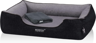 BedDog PREMIUM Orthopädisches Hundebett CLARA, Memory Foam, mit abnehmbaren Bezug THE-ROCK (schwarz/grau), L