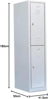 Steelboxx Komfort Spind/Garderobenschrank 2 Fächer Schrank doppelstöckig 180 x 41,5 x 50 cm RAL 7035/7035 Lichtgrau 523210 Abteilbreite ca. 400mm