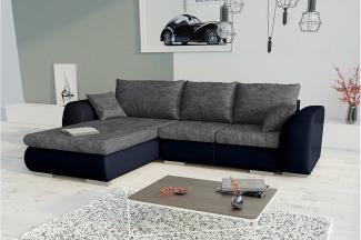 Stylefy Salturo Ecksofa Strukturstoff BERLIN Kunstleder MADRYT Grau Schwarz Links