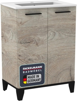 Fackelmann TE-A Badmöbelset 2-teilig 60 cm breit mit Füßen, Braun hell, Keramik