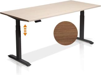 Möbel-Eins OFFICE ONE elektrisch höhenverstellbarer Schreibtisch / Stehtisch, Material Dekorspanplatte schwarz nussbaumfarbig 180x80 cm