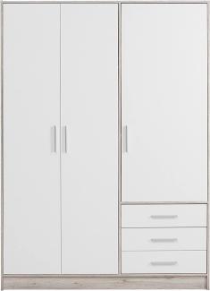 Forte 'Jupiter' Kleiderschrank, Sandeiche/weiß, 3-türig, 145x200 cm