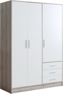 Forte 'Jupiter' Kleiderschrank, Sandeiche/weiß, 3-türig, 145x200 cm
