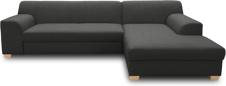 DOMO. collection Ecksofa Tinos, Couch in L-Form, Holz-Beine aus Buche mit Filzgleitern, Sofa, Polsterecke, Eckcouch, Polstergarnitur 273 x 157 x 74 cm (BxTxH), anthrazit
