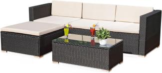 Melko Gartenlounge-Set Gartengarnitur Lounge Polyrattan 5tlg. Sitzgruppe Gartenset, (Set), Schraub-Ausgleich-Standfüße