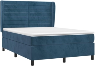 vidaXL Boxspringbett mit Matratze Dunkelblau 140x190 cm Samt