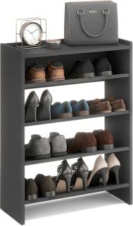 KOMTO Schuhregal Elexis 4 Schmal - Schuhablage Flur mit 4 Ebenen Offener Schuhschrank, Schuhschrank Schuh Organizer Platzsparend, 60 x 25 x 80 cm