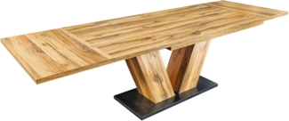 riess-ambiente Esstisch MONTREAL 180-230-280cm natur / schwarz · Konferenztisch in Holz-Design (Einzelartikel, 1-St), ausziehbar · V-Gestell · bis 12 Personen · Industrial Design