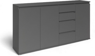 Brest Kommode in Anthrazit - Modernes Sideboard mit viel Stauraum - 160 x 84 x 35 cm (B/H/T)