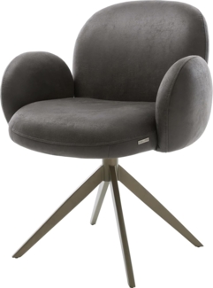 Drehstuhl Nube-Flex mit Armlehnen Mikrofaser Anthrazit Vintage Kreuzgestell breit Effektfinish Titan 360° drehbar Taschenfederkern