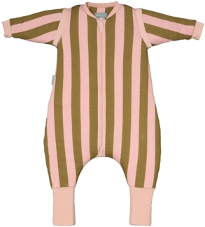 molis&co. Baby-Schlafsack mit Füßen, abnehmbare Ärmel und Socken. 2.5 TOG. Ideal für die Übergangszeit und den Winter. 100% Baumwolle (Oeko-TEX 100). (Khaki&Rose Stripes, 80 cm (2 Jahre))