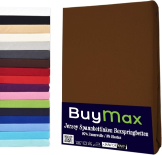 Buymax® Wasserbett Spannbettlaken Stretch 180x200-200x220 cm für Wasserbetten und Boxspringbetten Bettbezug für Matratzen bis 35 cm Matratzenhöhe, Braun Schokobraun