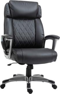 Vinsetto Vinsetto Massage-Bürostuhl 6-Punkt-Massage-Drehstuhl ergonomischer Stuhl Einstellbare aus Kunstleder mit gewölbter Kopfstütze und Armlehne Schwarz 70 x 76,5 x 114-124 cm