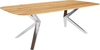 Esstisch Edge Boot 240x120x2,5-3 Eiche Natur Zenthara kantig Edelstahl Schweizer Kante