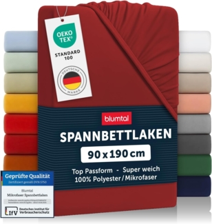 Blumtal® Spannbettlaken Microfaser - Spannbettlaken 90x190 cm - Oekotex zertifizierter Bettbezug in 90x190 cm - Bettlaken für Matratzen in 90x190 cm - Fitted Sheets - Laken 90x190 - Aurora Red - Rot
