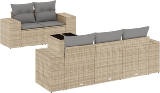 vidaXL 6-tlg. Garten-Sofagarnitur mit Kissen Beige Poly Rattan 3254636