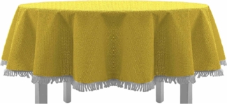 Gartentischdecke mit Fransen 140x180 cm oval gelb
