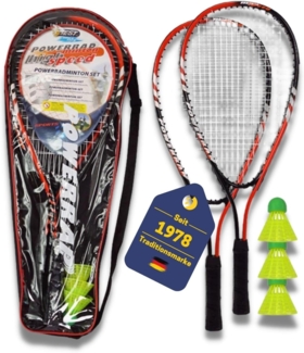 Best Sporting Badmintonschläger Powerbadminton Set, 2 Badmintonschläger, 3 Bälle, inklusive Tragetasche