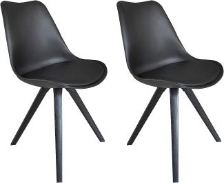 byLIVING Esszimmerstuhl 2er Set Kira / Kunstoff, Kunstleder in schwarz / Gestell Metall in schwarz pulverbeschichtet / Esszimmerstuhl / Wohnzimmerstuhl / bis 110 kg / B 48, H 86, T 55,5 cm